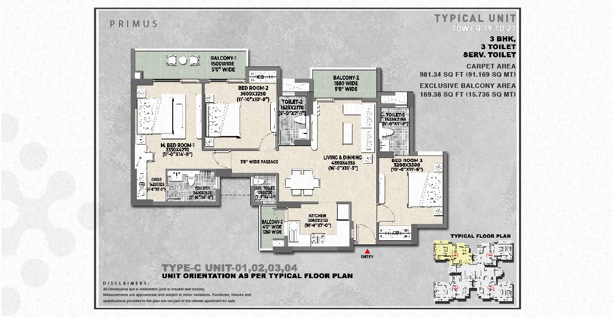 Tata Eureka Park Floor Plan | Tower 1 to 4 Plan - Unit Plan for Tata Eureka Park 2 BHK Flat