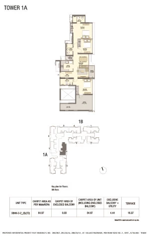 Tata Serein Floor Plan | Tower 1A Plan - Tata Serein 3 BHK Image 3