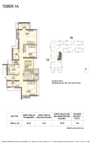 Tata Serein Floor Plan | Tower 1A Plan - Tata Serein 3 BHK Image 2