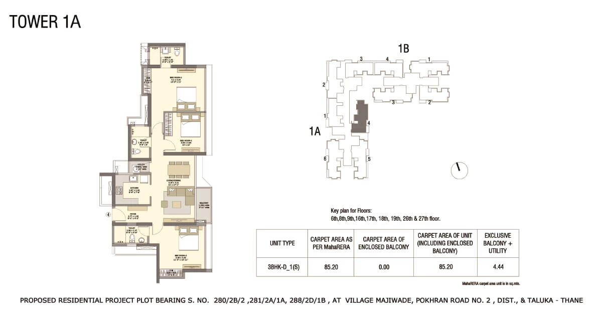 Tata Serein Floor Plan | Tower 1A Plan - Tata Serein 3 BHK Image 2