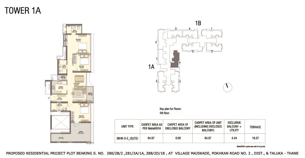 Tata Serein Floor Plan | Tower 1A Plan - Tata Serein 3 BHK Image 3