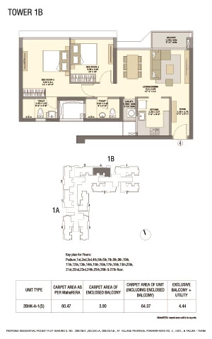 Tata Serein Floor Plan | Tower 1B Plan - Tata Serein 2 BHK