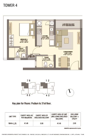 Tata Serein Floor Plan | Tower 4 Plan - Tata Serein 1 BHK