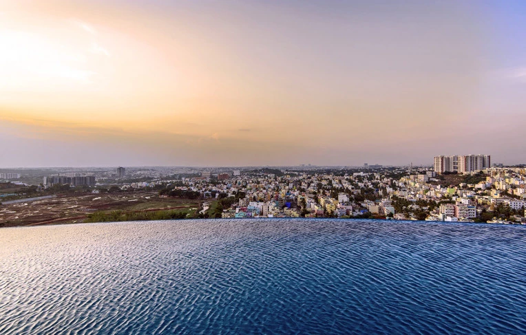 Outdoor Infinity Edge Pool of Tata Promont Flats in Bangalore